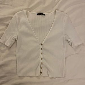 Zara White short sleeve crop top